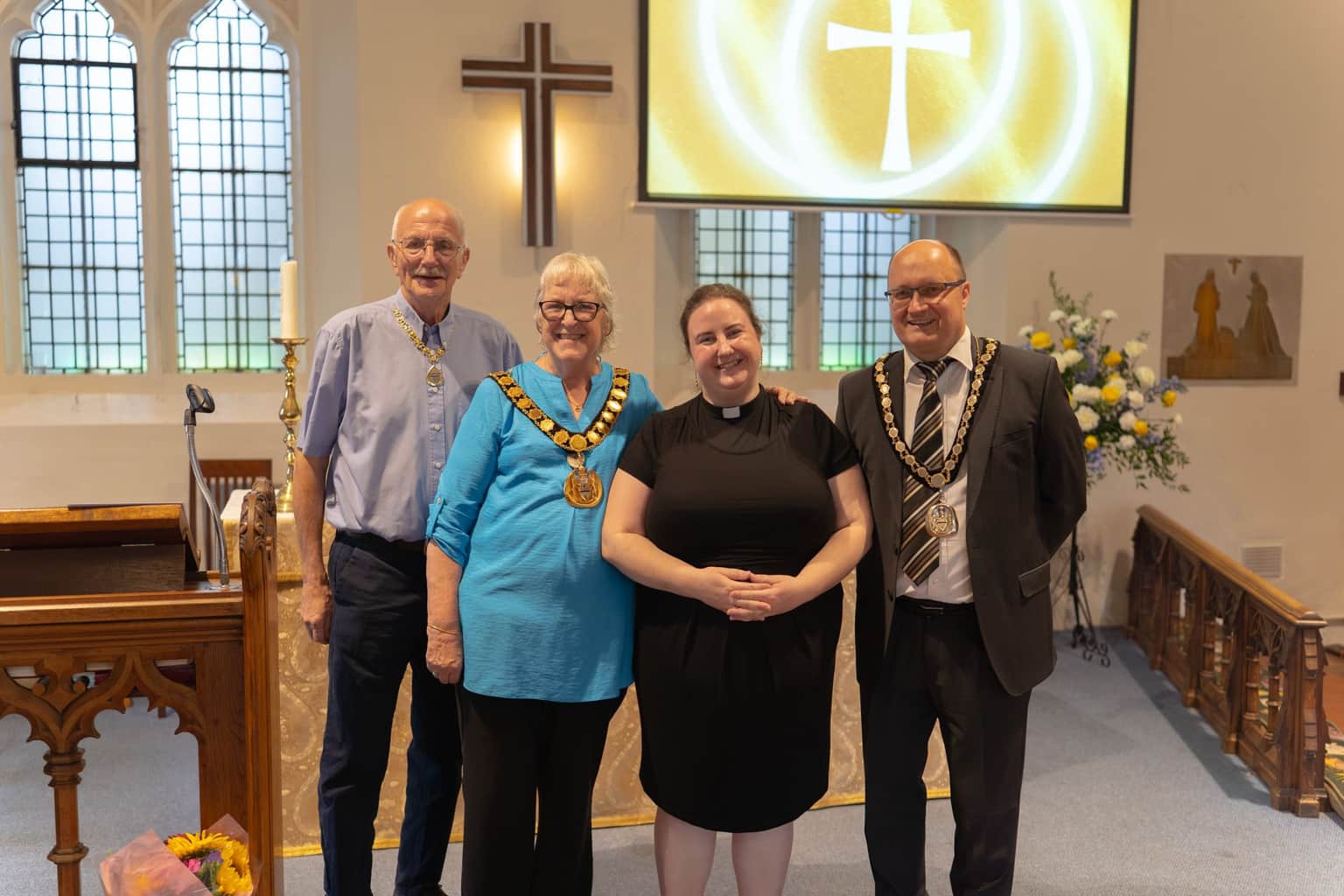 Emma with the Mayor and Mayoress of Welwyn Garden City